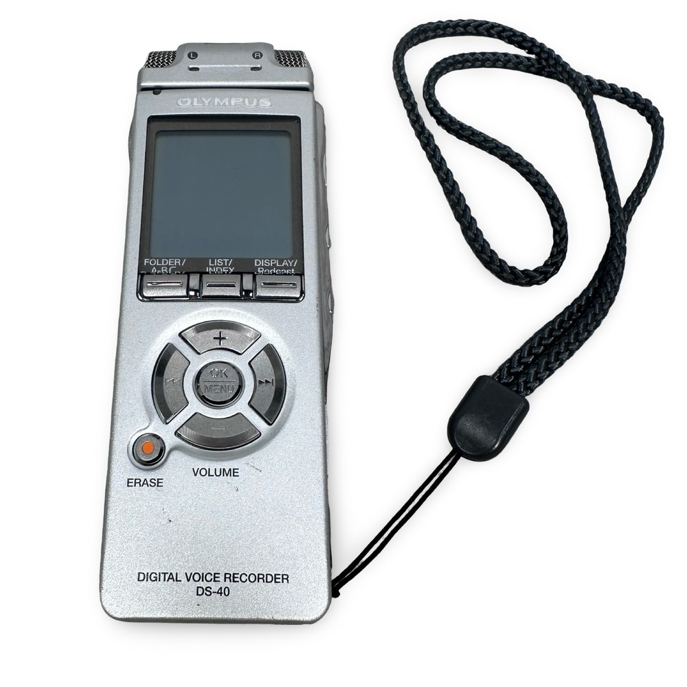 Olympus DS-40 Digital Voice Recorder Silver Handheld Stereo Detachable Mic